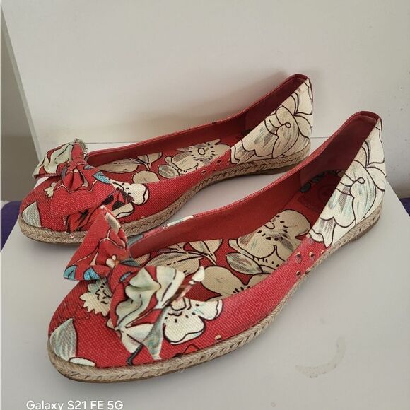 Tory Burch "Tasmin" Floral Print Canvas Jute Sole Flat Espadrilles Sz.7 $218 - Picture 5 of 10